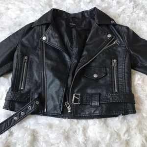 Cropped Faux Leather Jacket